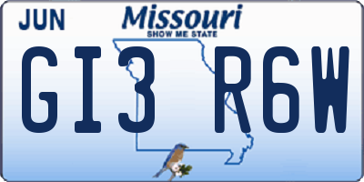 MO license plate GI3R6W