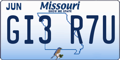 MO license plate GI3R7U