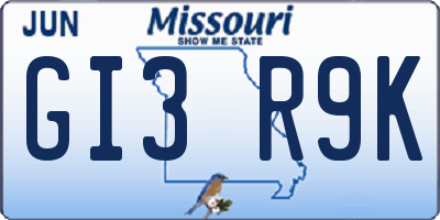 MO license plate GI3R9K