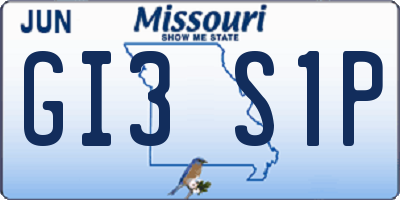 MO license plate GI3S1P