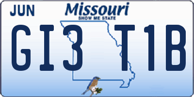 MO license plate GI3T1B