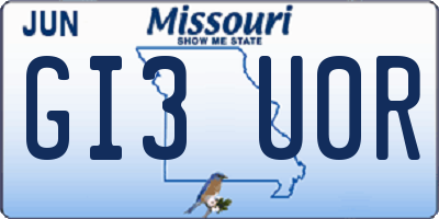 MO license plate GI3U0R