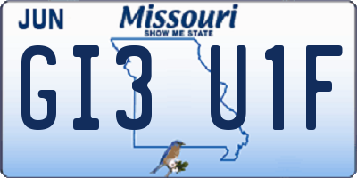 MO license plate GI3U1F
