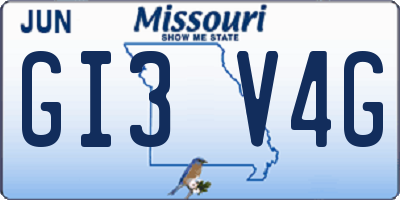 MO license plate GI3V4G
