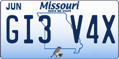 MO license plate GI3V4X
