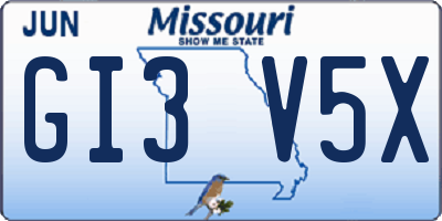 MO license plate GI3V5X