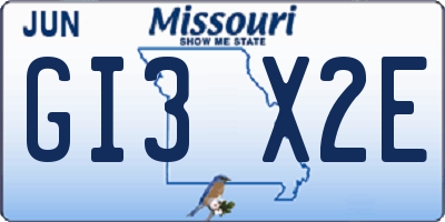 MO license plate GI3X2E