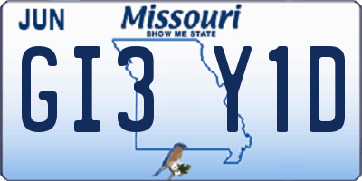MO license plate GI3Y1D
