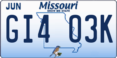 MO license plate GI4O3K