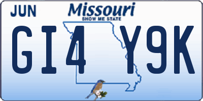 MO license plate GI4Y9K