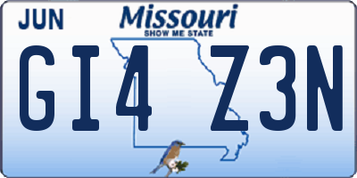 MO license plate GI4Z3N