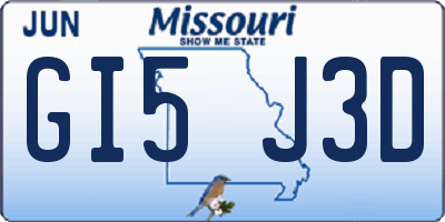 MO license plate GI5J3D