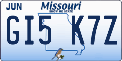 MO license plate GI5K7Z