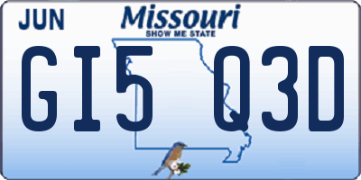 MO license plate GI5Q3D