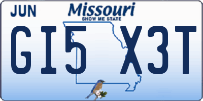 MO license plate GI5X3T