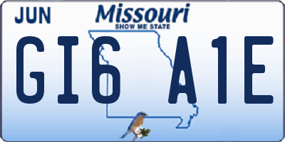 MO license plate GI6A1E