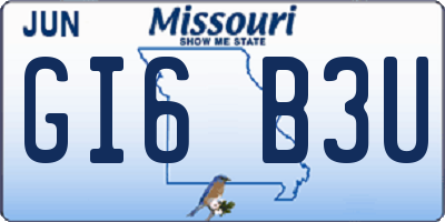 MO license plate GI6B3U