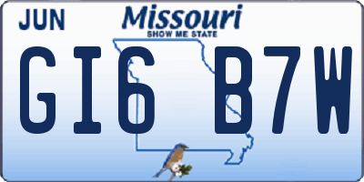 MO license plate GI6B7W