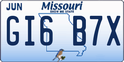 MO license plate GI6B7X