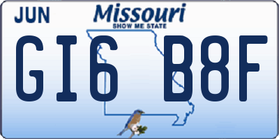 MO license plate GI6B8F