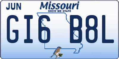 MO license plate GI6B8L