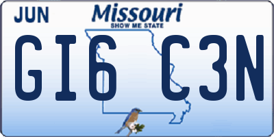 MO license plate GI6C3N