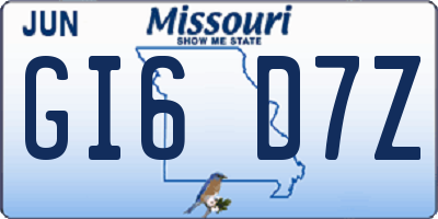 MO license plate GI6D7Z
