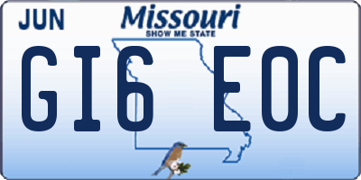 MO license plate GI6E0C