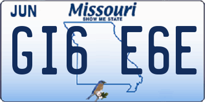 MO license plate GI6E6E