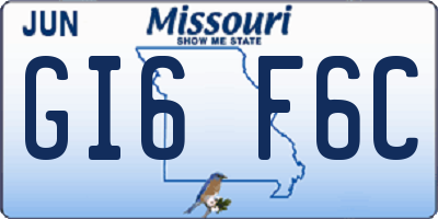 MO license plate GI6F6C