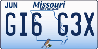 MO license plate GI6G3X
