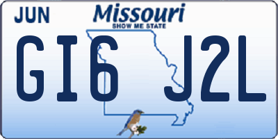 MO license plate GI6J2L