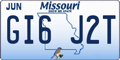 MO license plate GI6J2T