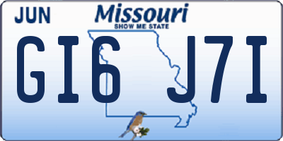 MO license plate GI6J7I