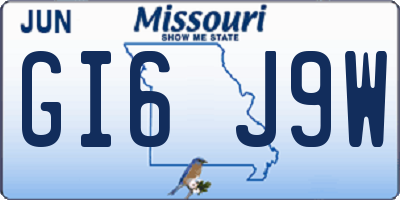 MO license plate GI6J9W