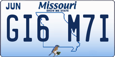 MO license plate GI6M7I