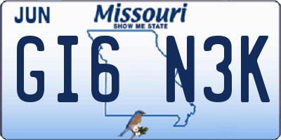 MO license plate GI6N3K