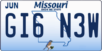 MO license plate GI6N3W