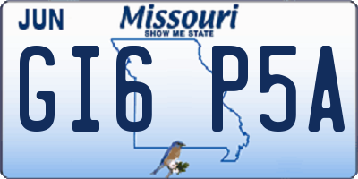 MO license plate GI6P5A