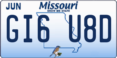 MO license plate GI6U8D