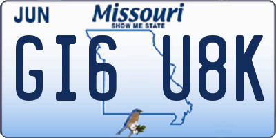 MO license plate GI6U8K