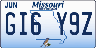 MO license plate GI6Y9Z