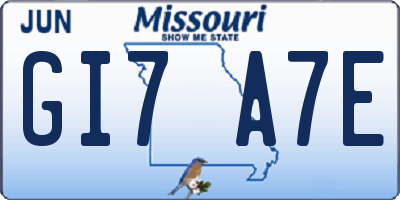 MO license plate GI7A7E