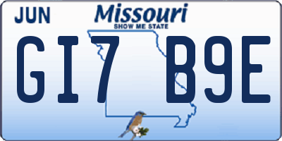 MO license plate GI7B9E
