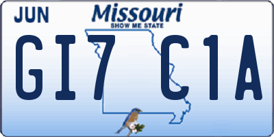 MO license plate GI7C1A