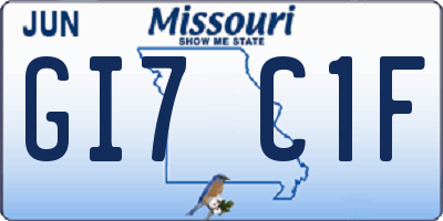 MO license plate GI7C1F