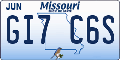 MO license plate GI7C6S