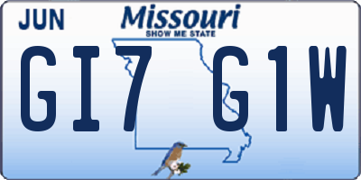 MO license plate GI7G1W
