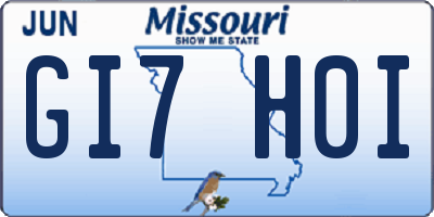 MO license plate GI7H0I