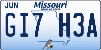 MO license plate GI7H3A